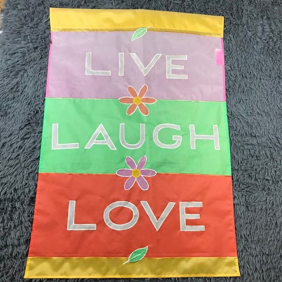 Jetmax Live Laugh Love Garden House Porch Decorative Sleeved Flag Banner 27 X 39 - Picture 1 of 4